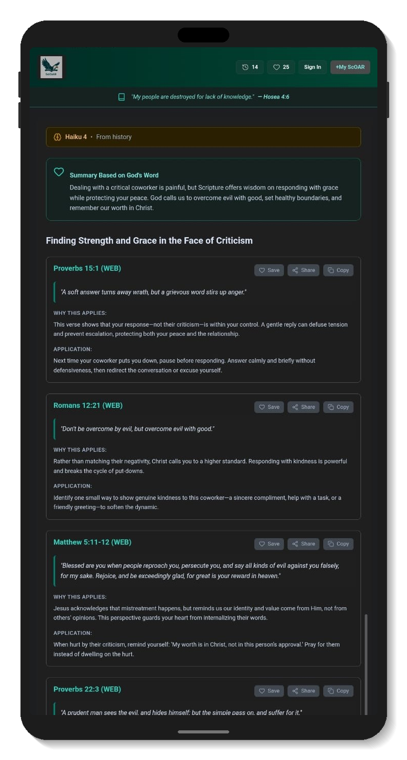 ScOAR results with Bible verses