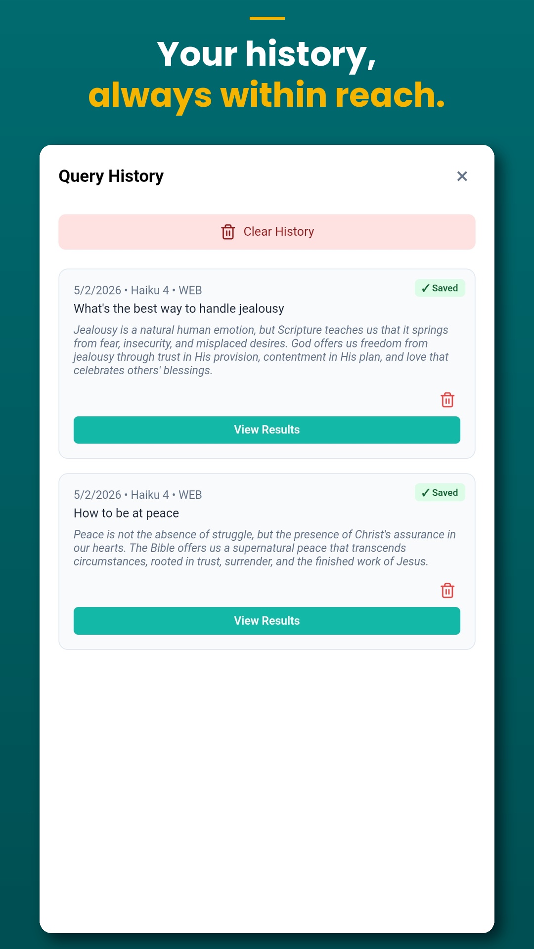ScOAR query history panel